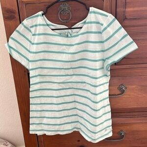 NWOT T By Talbots Women’s Mint Green Striped Tee Tops Size Large
